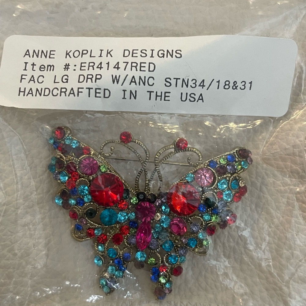 Anne Koplik Designs Colorful Butterfly Brooch